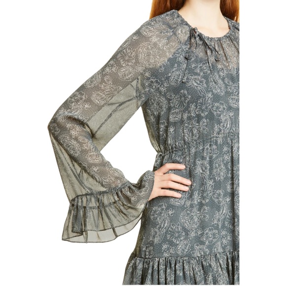 Likely Hanner Print Drawstring Waist Long Sleeve Dress in Charcoal (00) - Picture 4 of 13